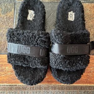 UGG Black Fluffita Fuzzy Slide Sandals Sz 8